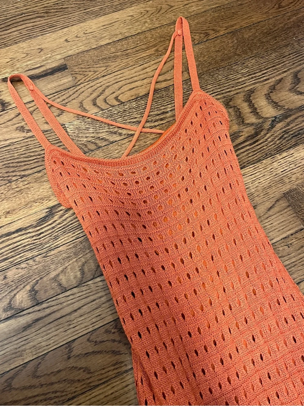 Lulu’s orange crochet dress small - Picture 2 of 4